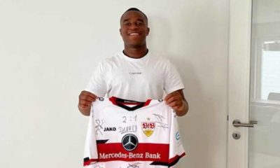 Youssoufa Moukoko received a signed shirt from VfB Stuttgart.
